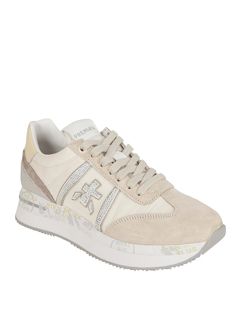 Premiata Rhinestone-Embellished Low-Top Sneakers With Padded Ankle