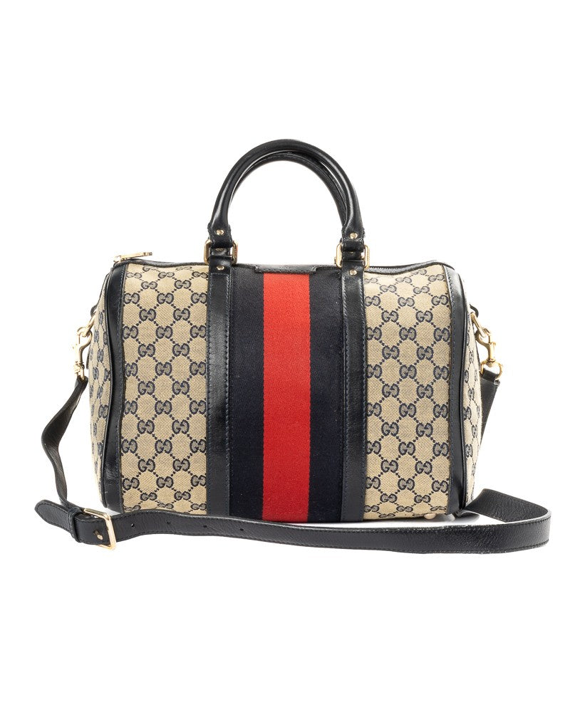 Gucci Blue Gg Supreme Boston Medium Canvas Shoulder Bag
