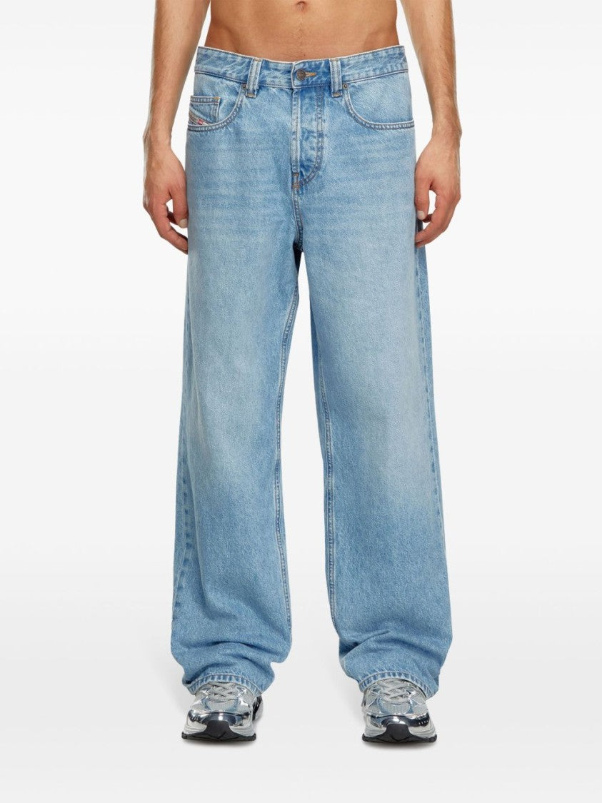 Diesel Light Blue Whiskering Cotton Jeans