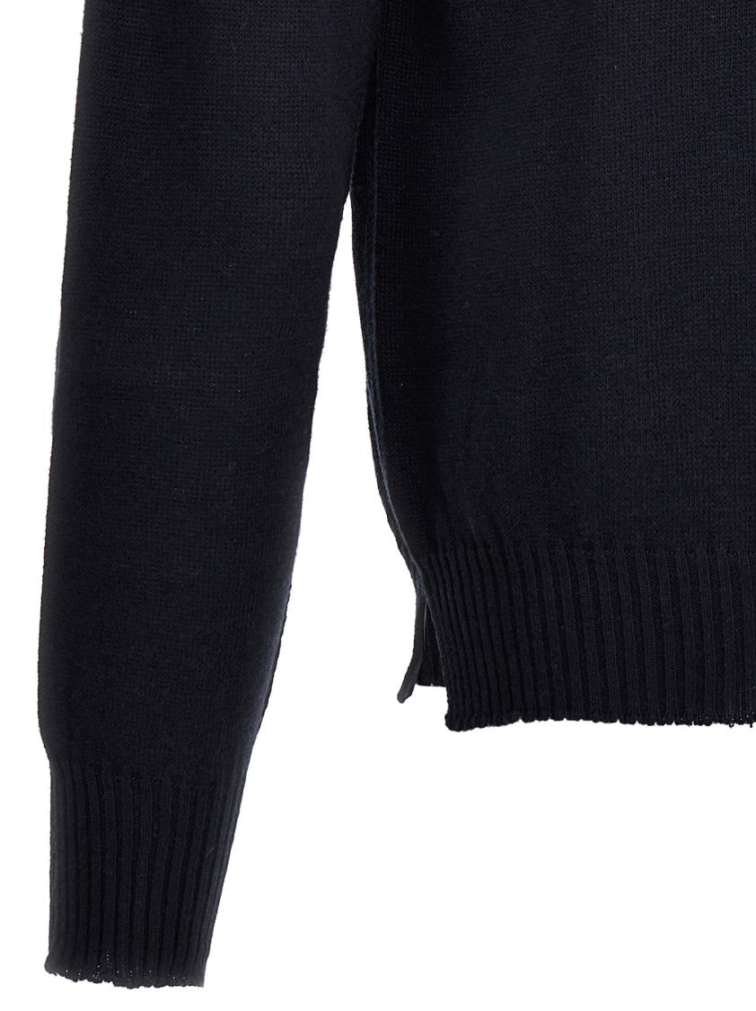 Ma'ry'ya Crew-Neck Knit Sweater In Cashmere-Cotton Blend