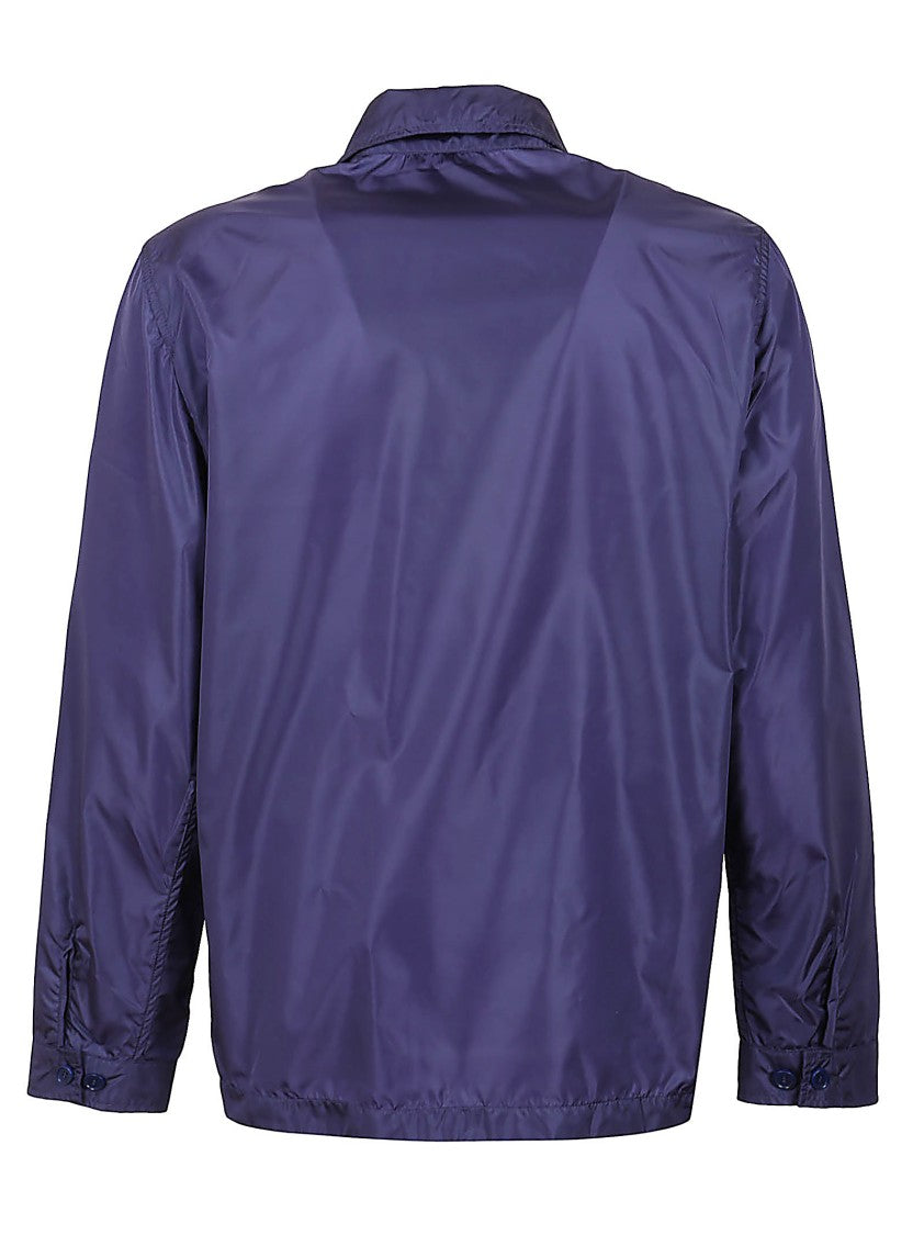 Aspesi Lightweight Blue Polyamide Jacket With Classic Button-Up Design