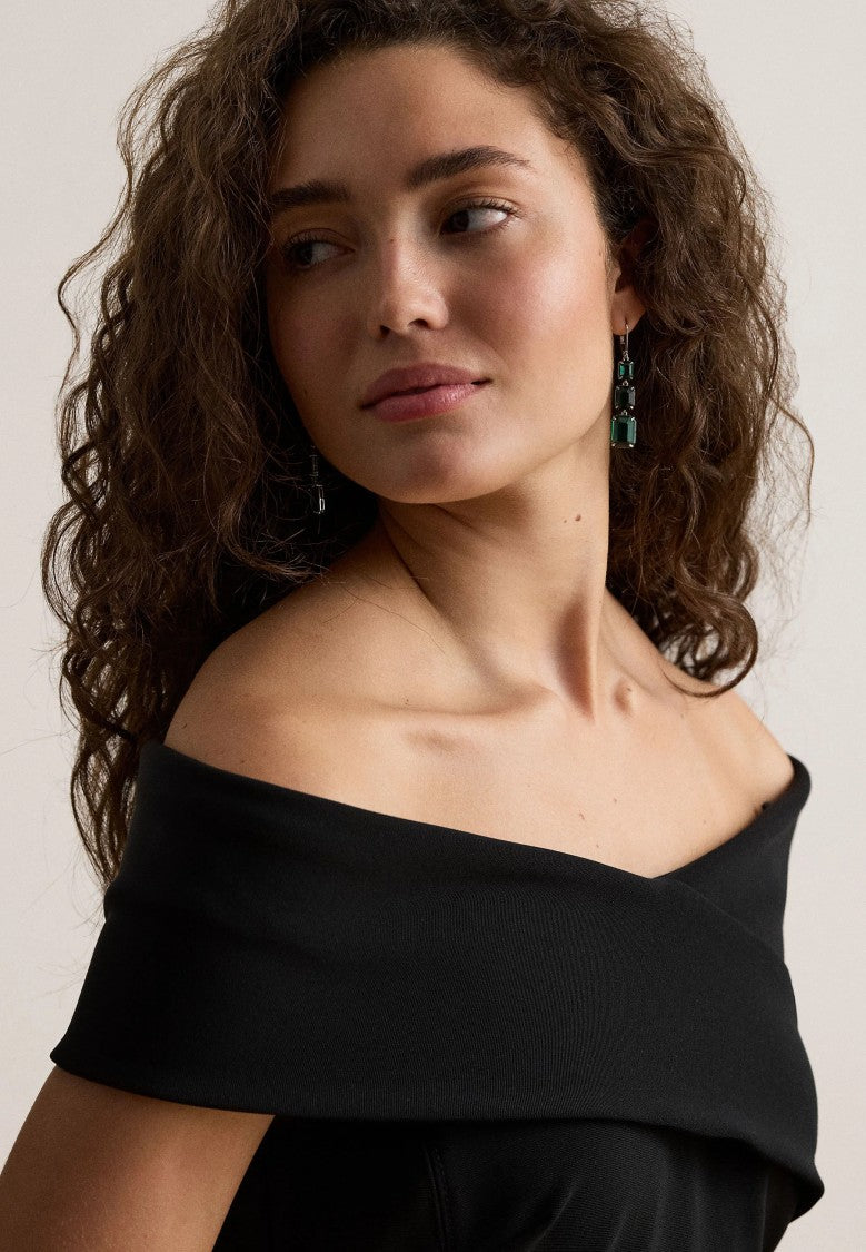 Lauren Ralph Lauren Off-The-Shoulder Folded-Neckline Mini Dress