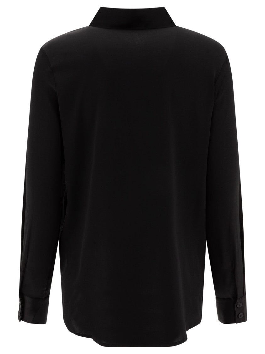 Max&Moi Sophisticated Black Silk Shirt With Classic Collar