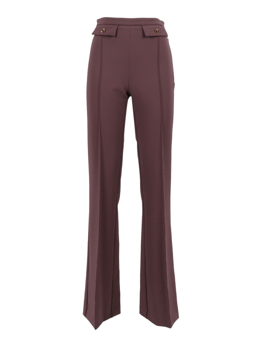 Elisabetta Franchi High-Waisted Flared Pants With Decorative Button Details
