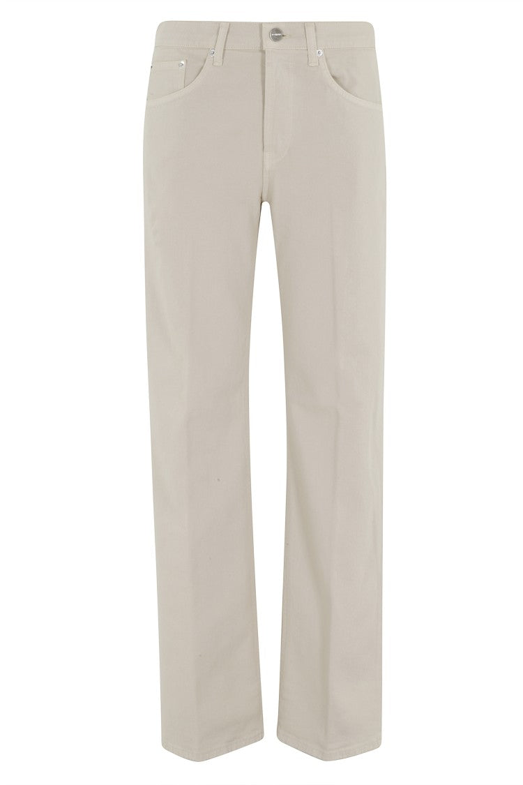 Dondup Beige Jacklyn Low-Waist Cotton-Blend Wide-Leg Jeans