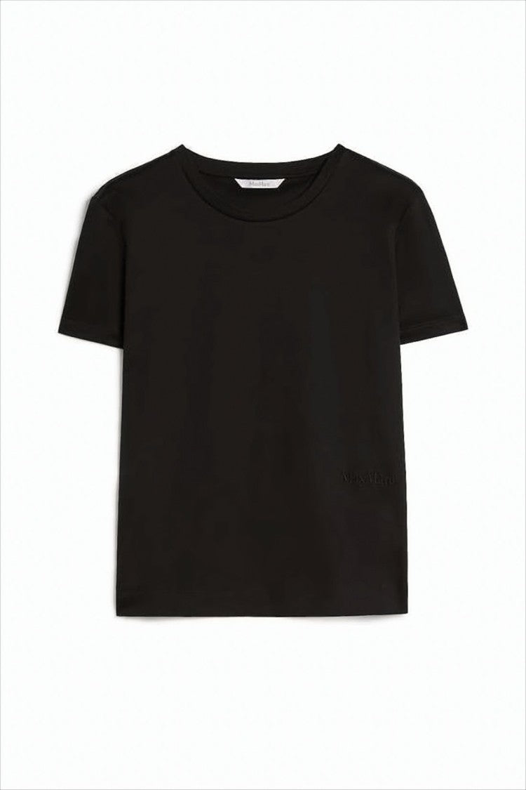 Max Mara Boxy Black T-Shirt With Crew Neckline