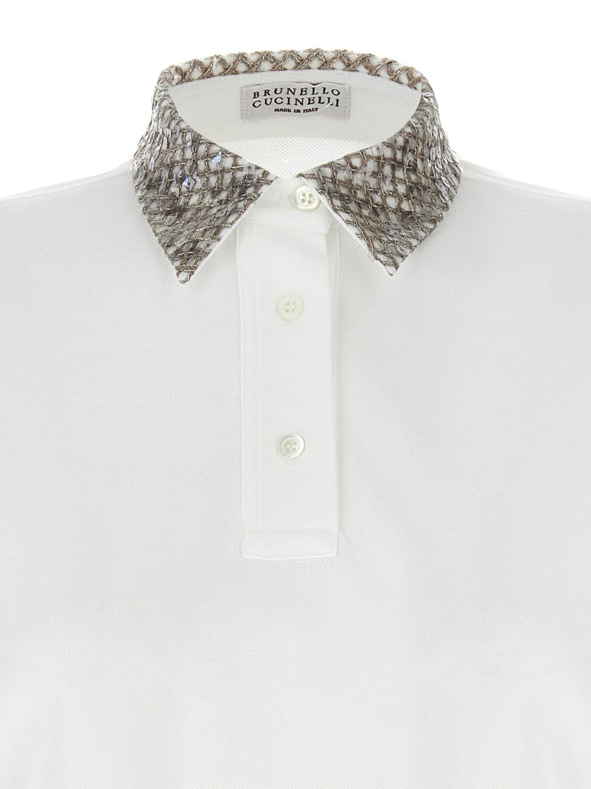 Brunello Cucinelli Embroidered Collar Piqué Cotton Polo Shirt