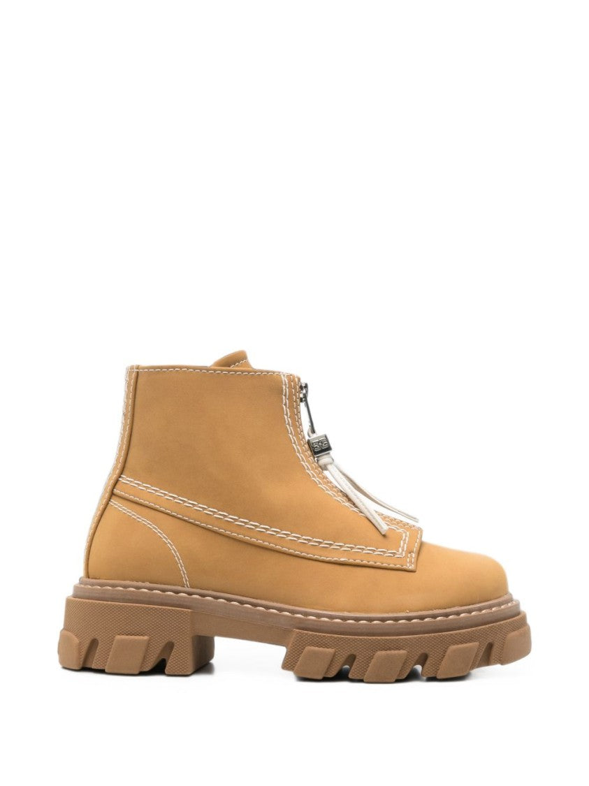 Ganni Chunky Flat Shoes With Zipper Closure And Rugged Sole