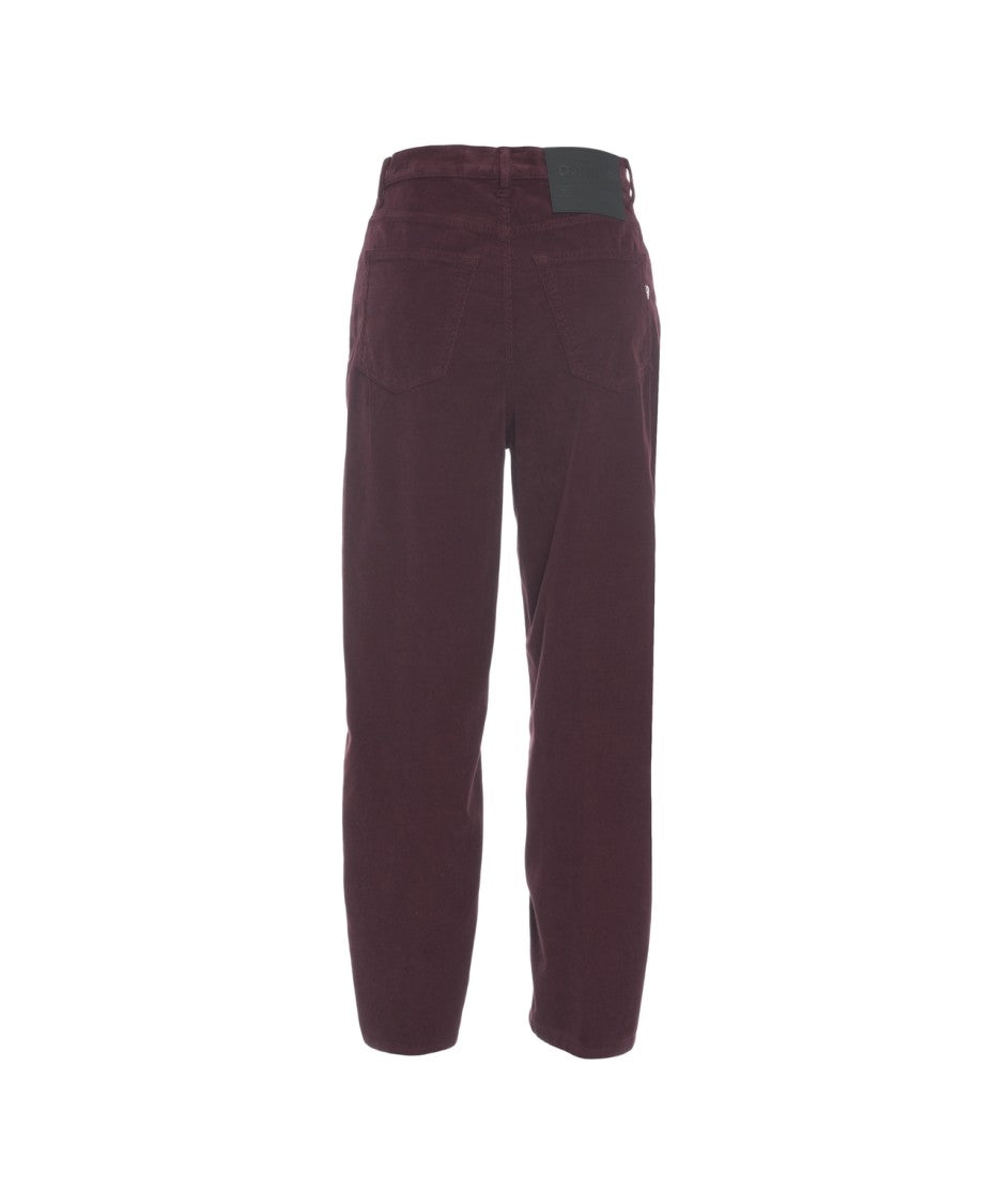 Dondup High-Waisted Burgundy Trousers With Distinctive Button Closure