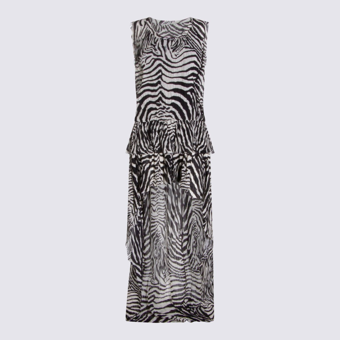 Blumarine Zebra-Patterned Maxi Dress With Peplum Detail