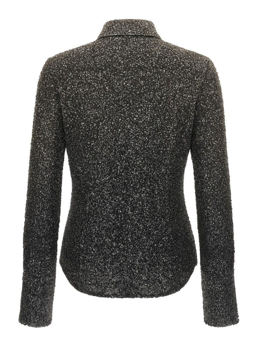 Rotate Birger Christensen Fitted Gradient Sequin Classic Collar Polyester Blouse