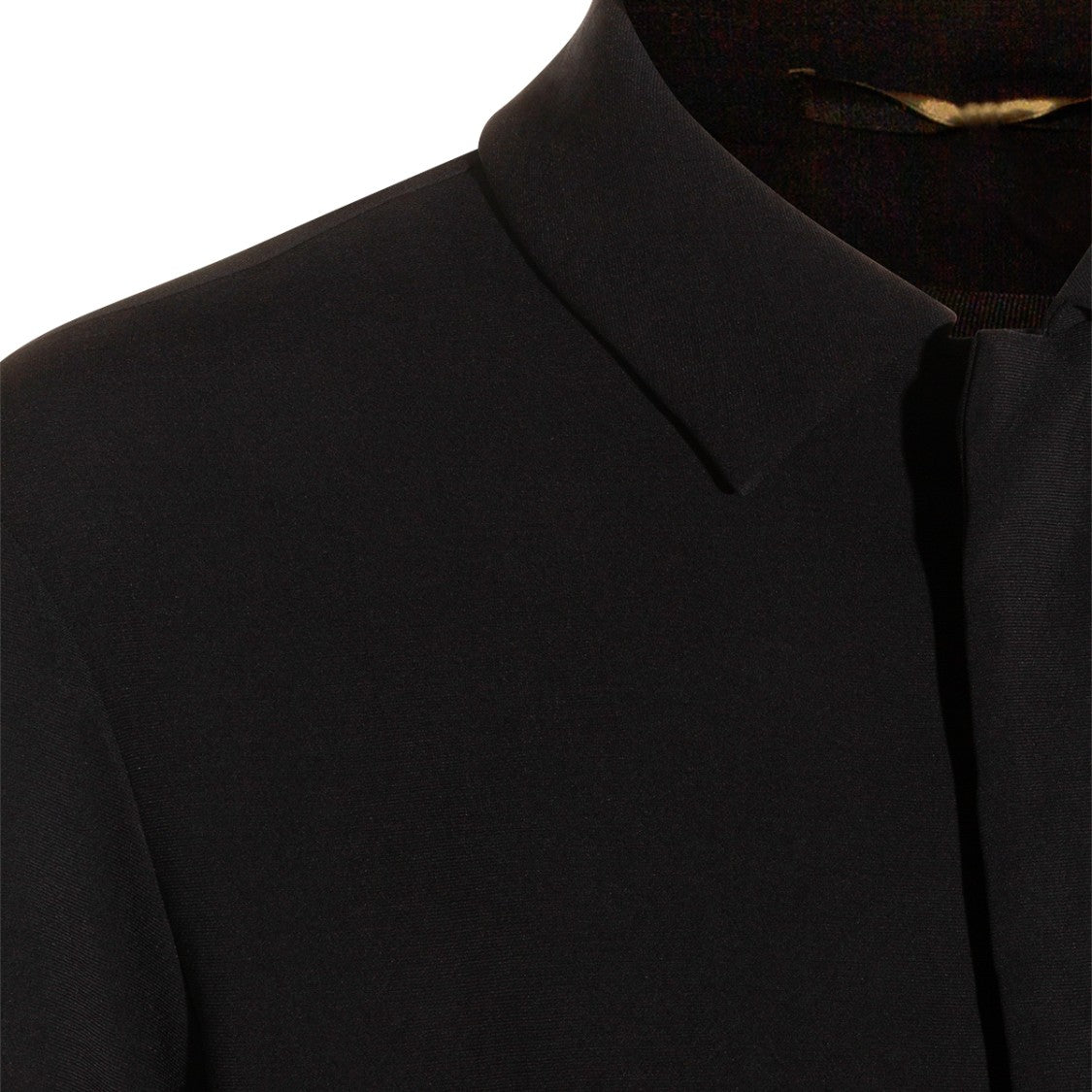 Montecore Minimalist Black Coat With Stand Collar