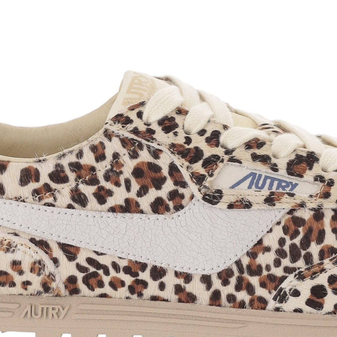 Autry Pony Skin Low-Top Sneakers With Animal Print And Contrast Heel Tab