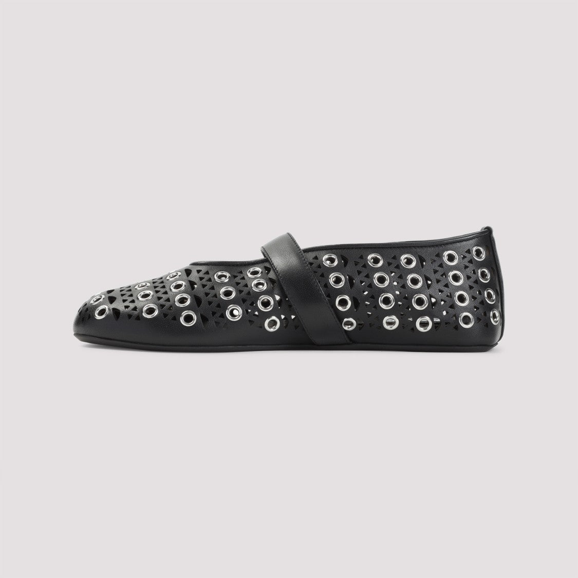 Alaïa Perforated Black Lamb Leather Ballerinas