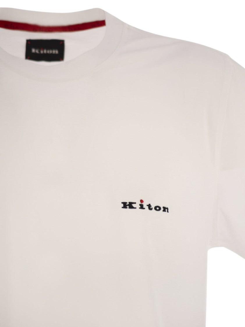 Kiton Crew-Neck Cotton T-Shirt With Chest Logo