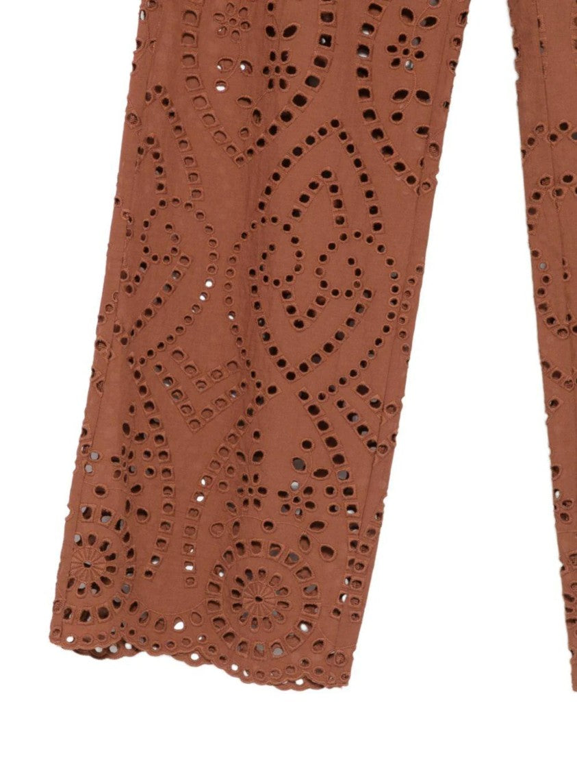 Mc2 Saint Barth Wide-Leg Pants With Intricate Eyelet Pattern