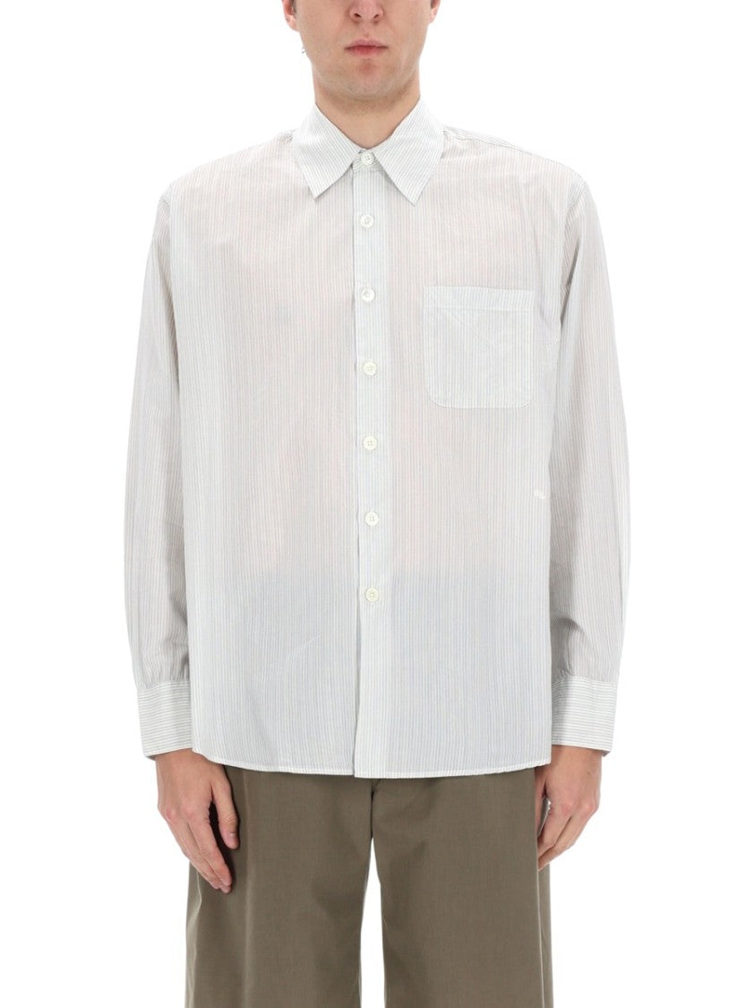 Our Legacy Above Cotton-Cupro Pinstripe Casual Shirt