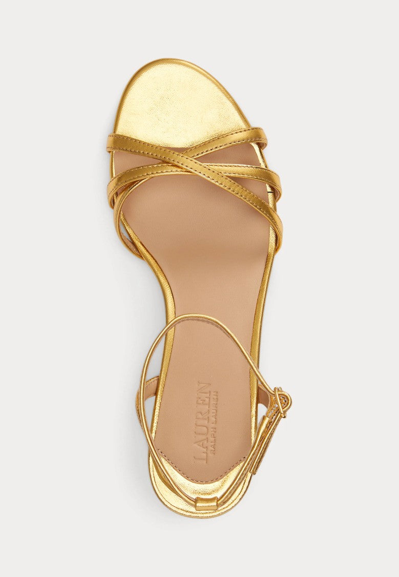 Lauren Ralph Lauren Yellow Metallic Nappa Heel Sandals