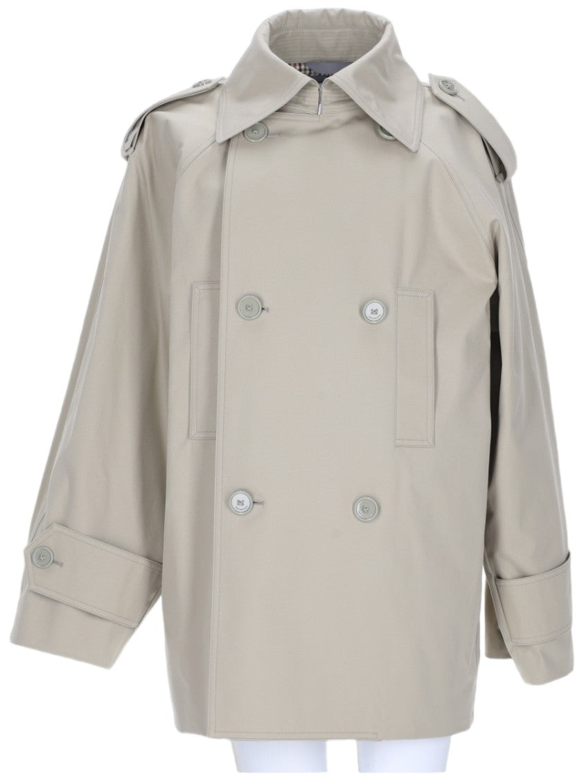 Balenciaga Double-Breasted Cotton Trench With Epaulets And Boxy Silhouette