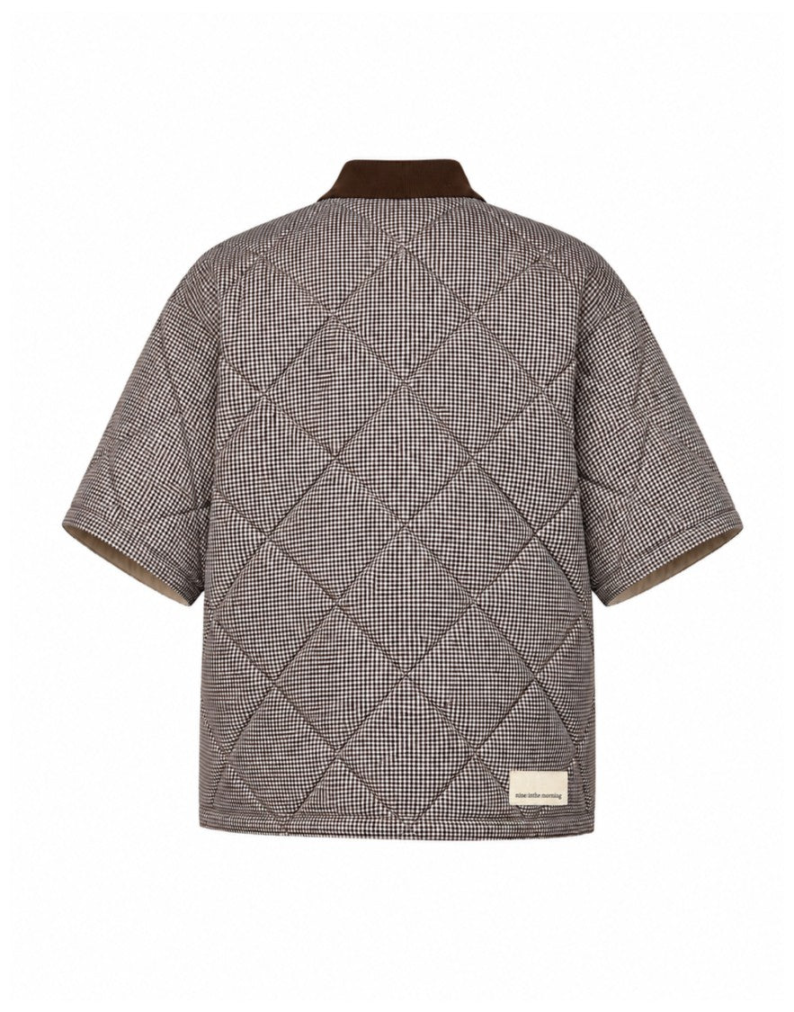 Nine In The Morning Check Diamond-Quilted Cotton Overshirt