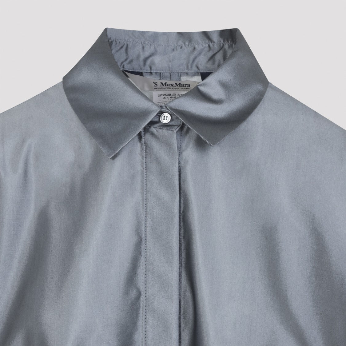 Max Mara Long Blue Dress With Classic Collar