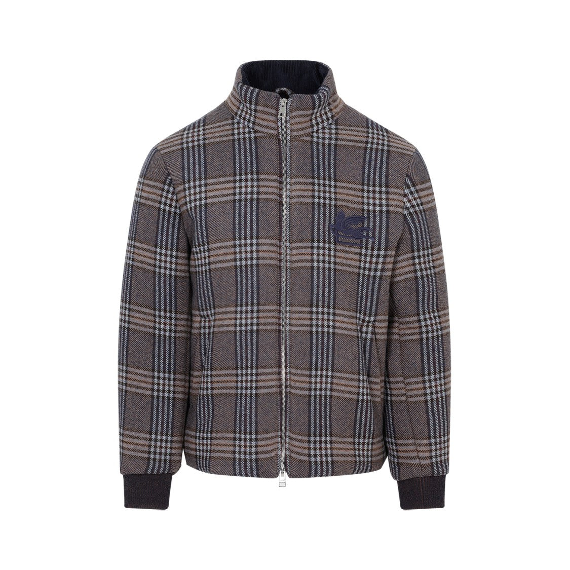 Etro Blue Virgin Wool Padded Jacket