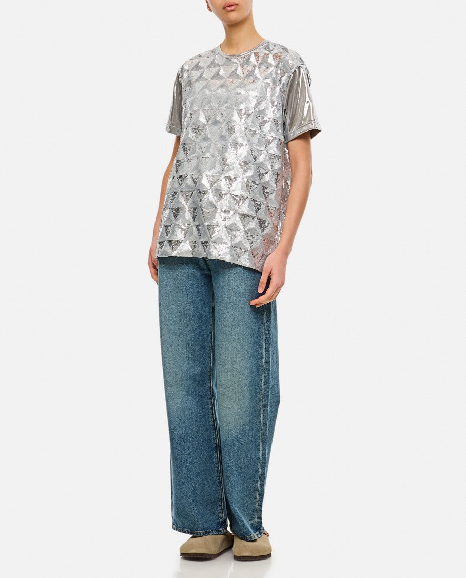 Junya Watanabe Geometric Sequin-Embellished Crew-Neck T-Shirt