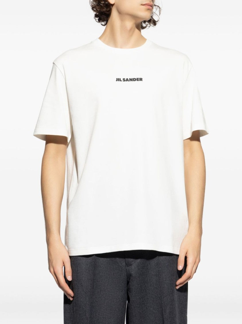 Jil Sander Classic White Cotton T-Shirt With Logo
