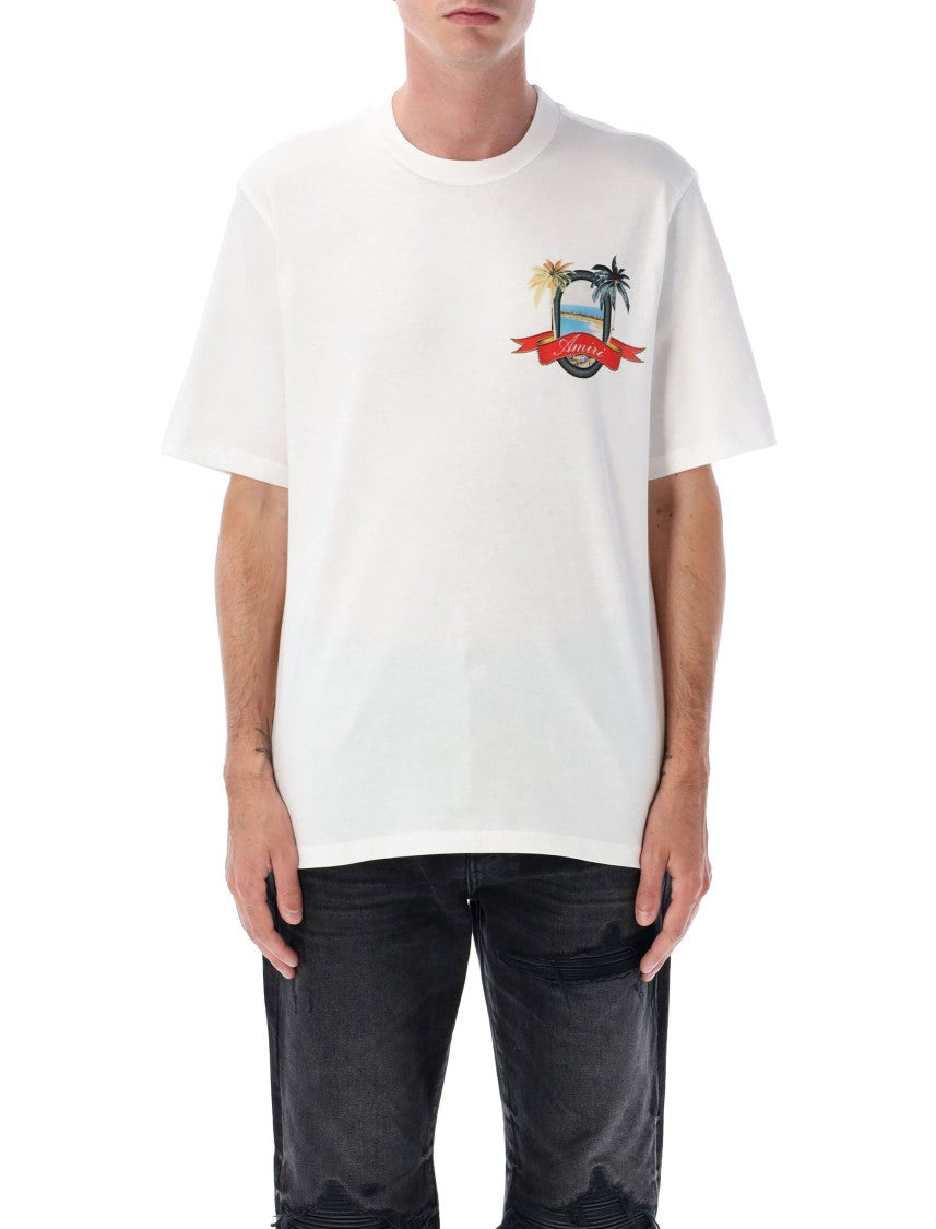 Amiri Ivory Paradise Tee With Vibrant Graphic Print