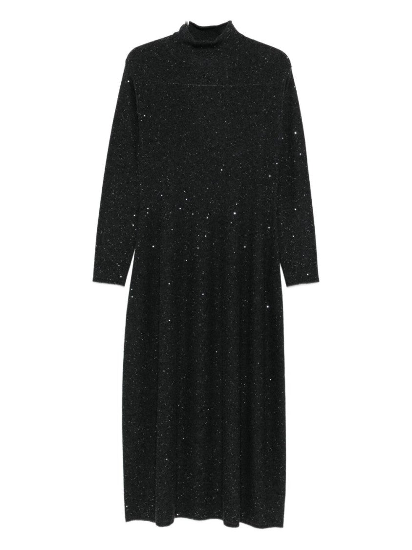 Antonelli Knee-Length Black Dress With High Neckline