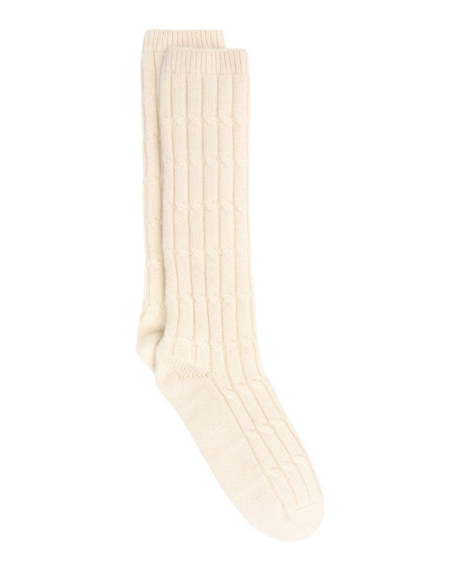 Valentino Ribbed Cashmere Socks With Gold-Tone Detail