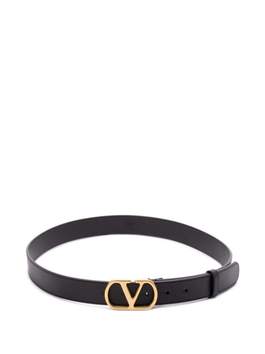 Valentino Garavani Black Leather Belt With Vlogo Signature