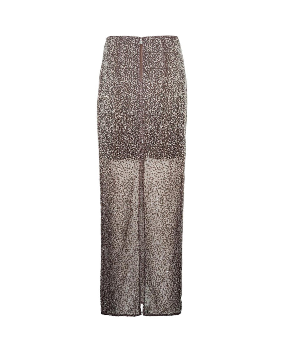 Rotate Semi-Transparent Pencil Skirt With All-Over Sequins And Bead Embellishment