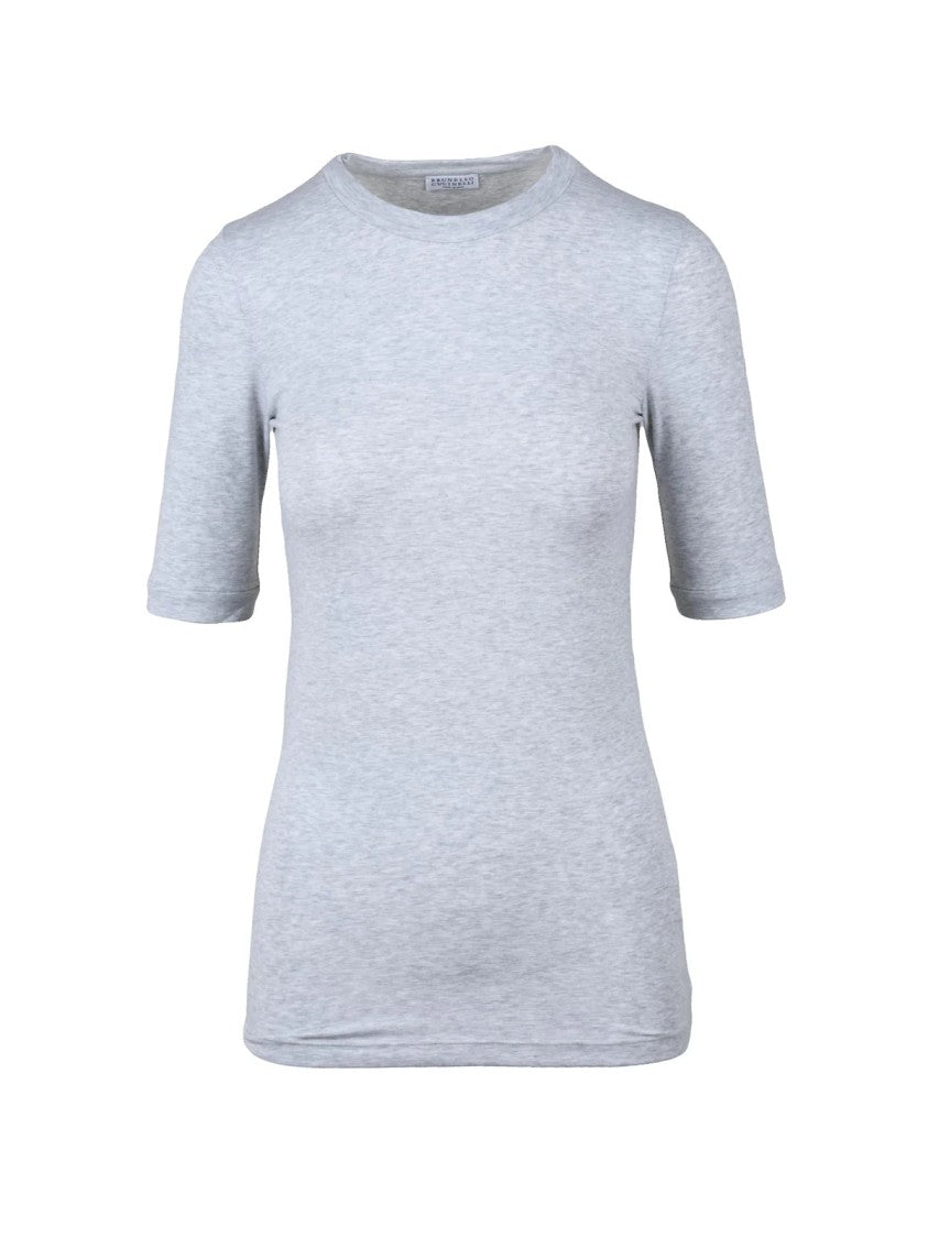 Brunello Cucinelli Grey Cotton Elastane T-Shirt