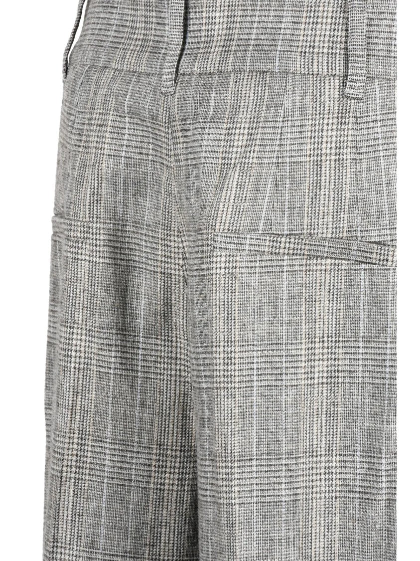 Marella Tailored Grey Trousers With Subtle Checkered Pattern