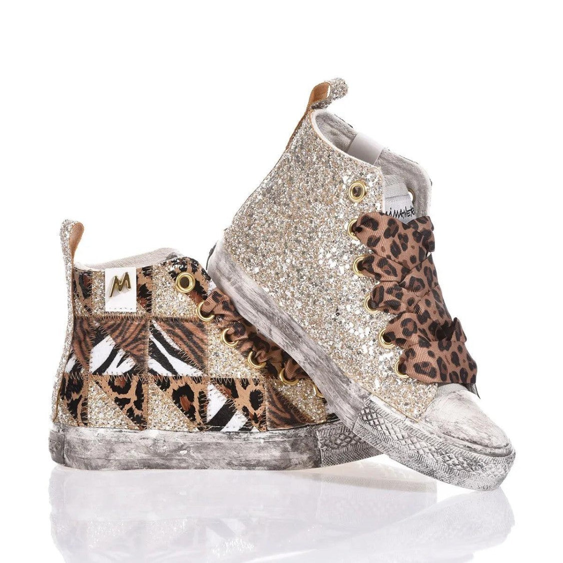 Mimanera Handmade High-Top Sneakers With Jungle Patchwork Design