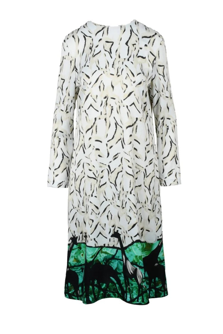 Stella Jean Midi Dress - Cream/Green