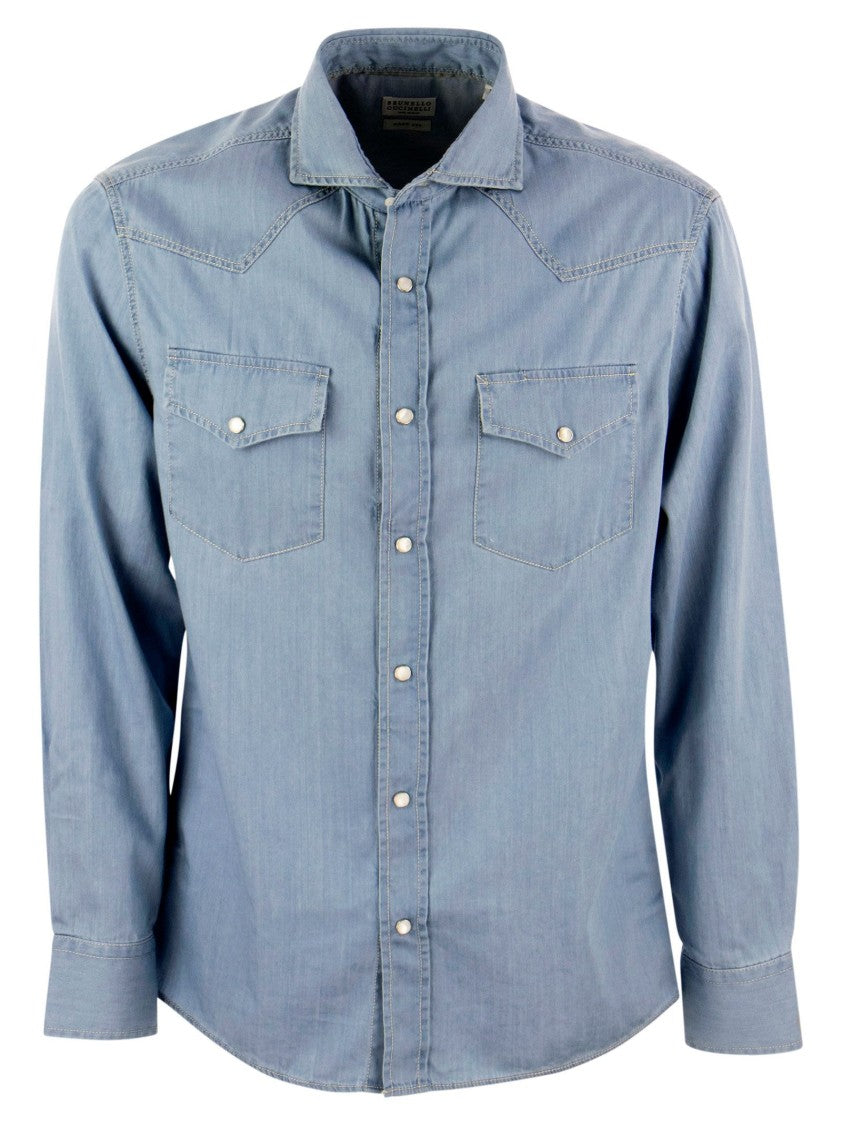 Brunello Cucinelli Lightweight Denim Leisure Fit Shirt