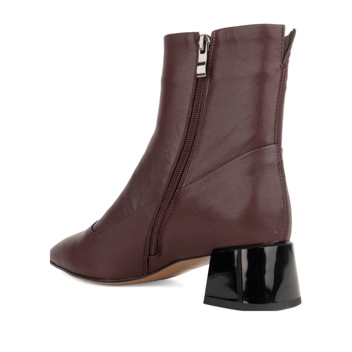 Linda Baumann Purple Pointed Toe Glossy Block Heel Leather Boots