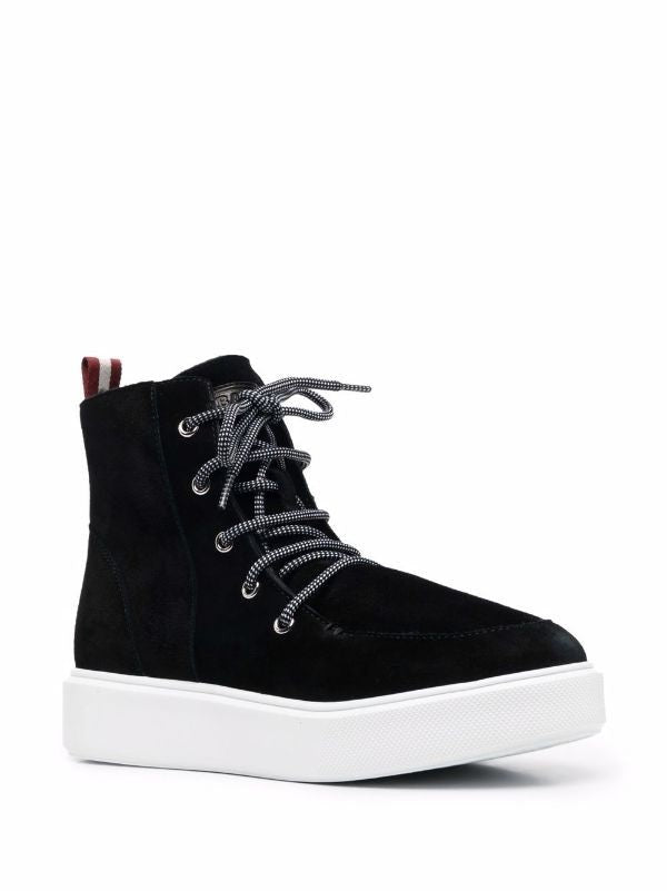 Bally Lace-Up Ankle Boots With Contrasting Rubber Sole And Pull Tab