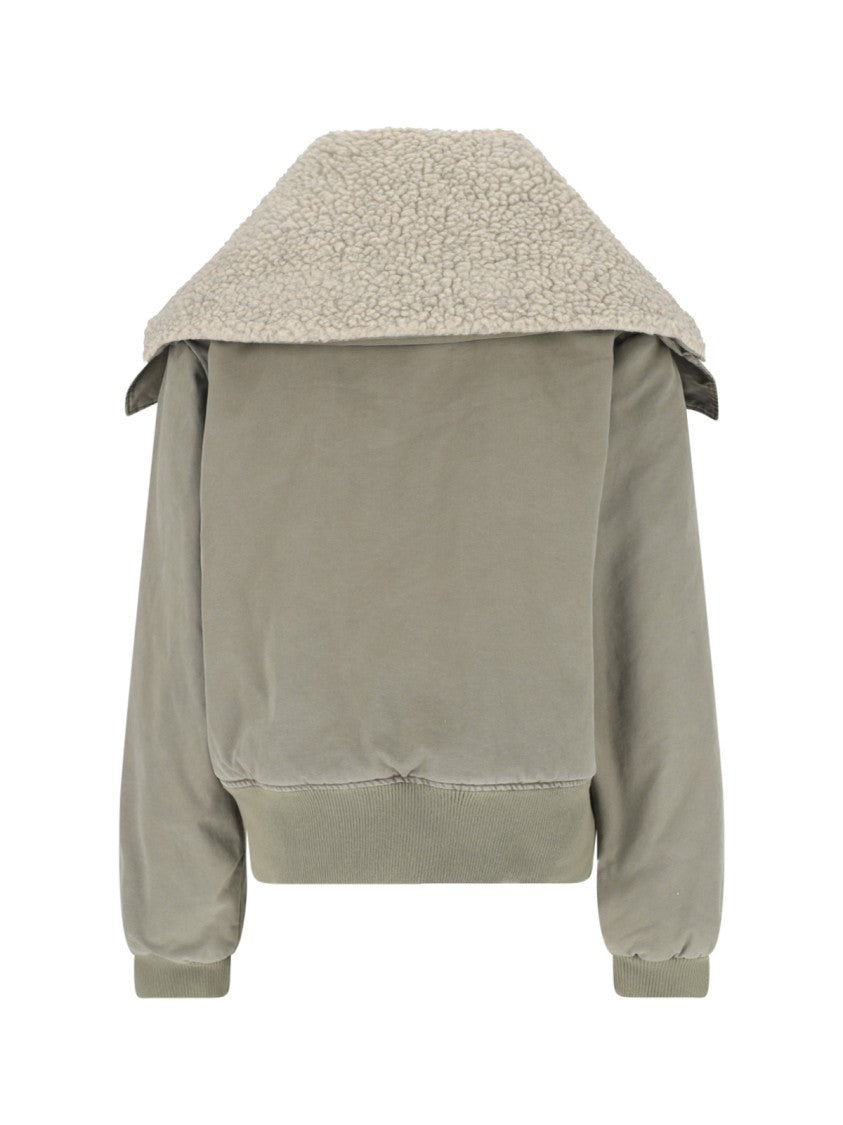 Entire Studios Green Removable Mouton Collar Cotton Jacket