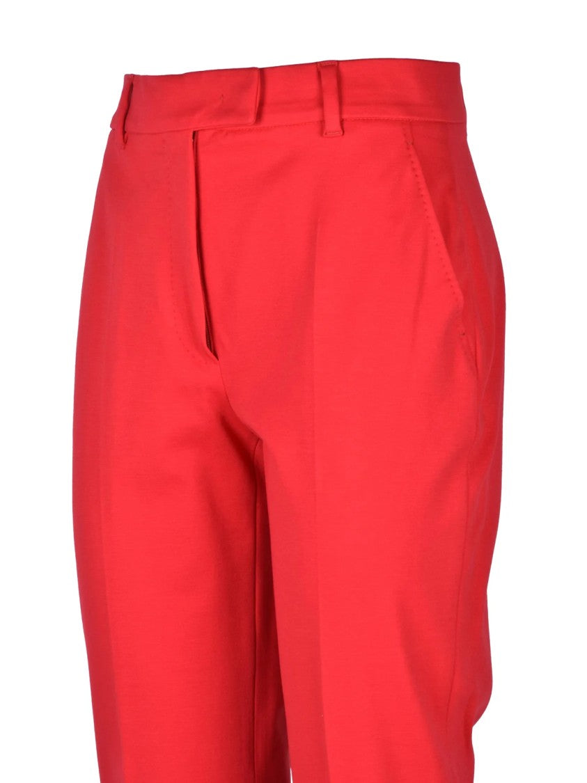 Max Mara Red Viscose-Blend Cigarette Straight-Leg Pants