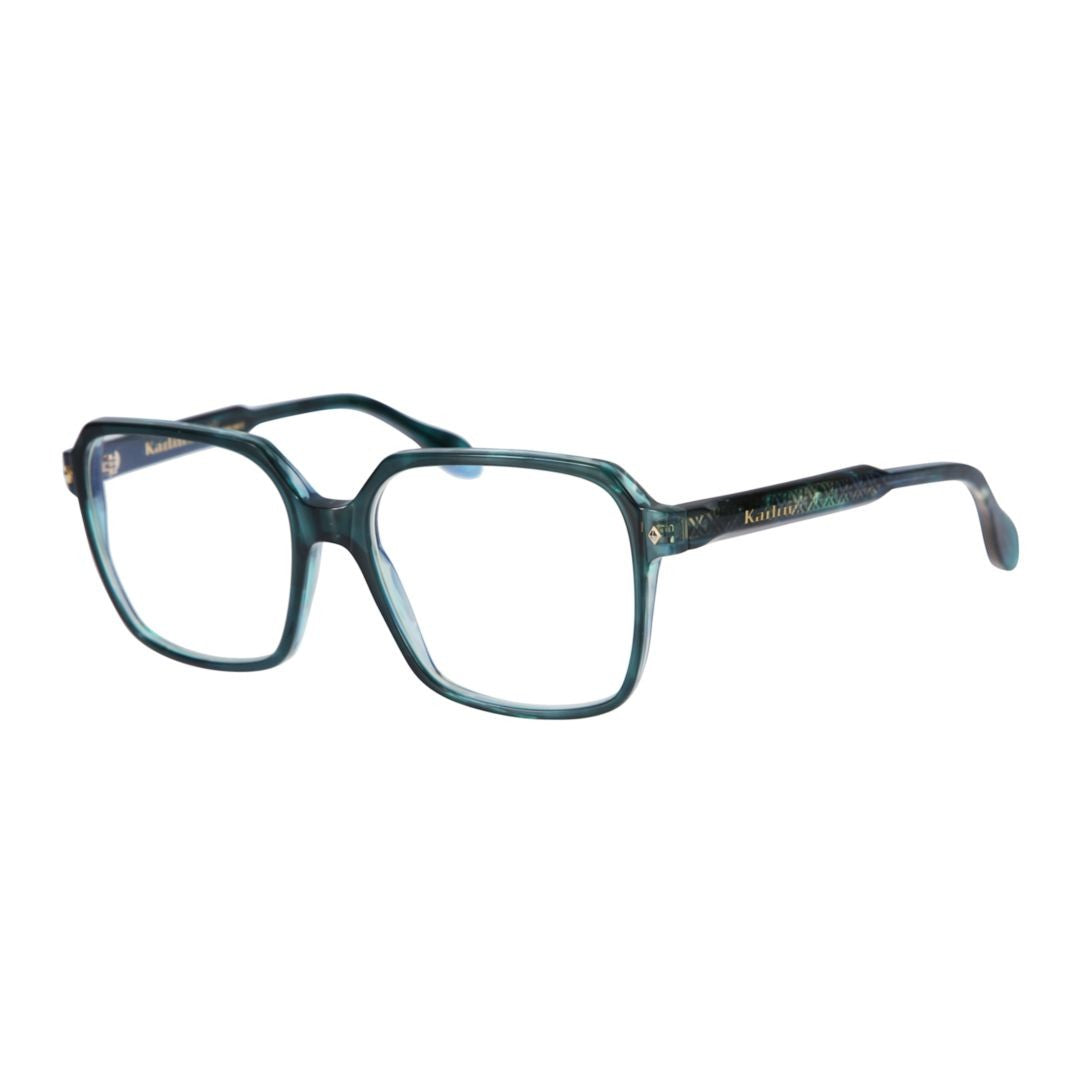 Kador Lisa Glamour/N Oversized Square Frame Eyeglasses In Translucent Deep Green