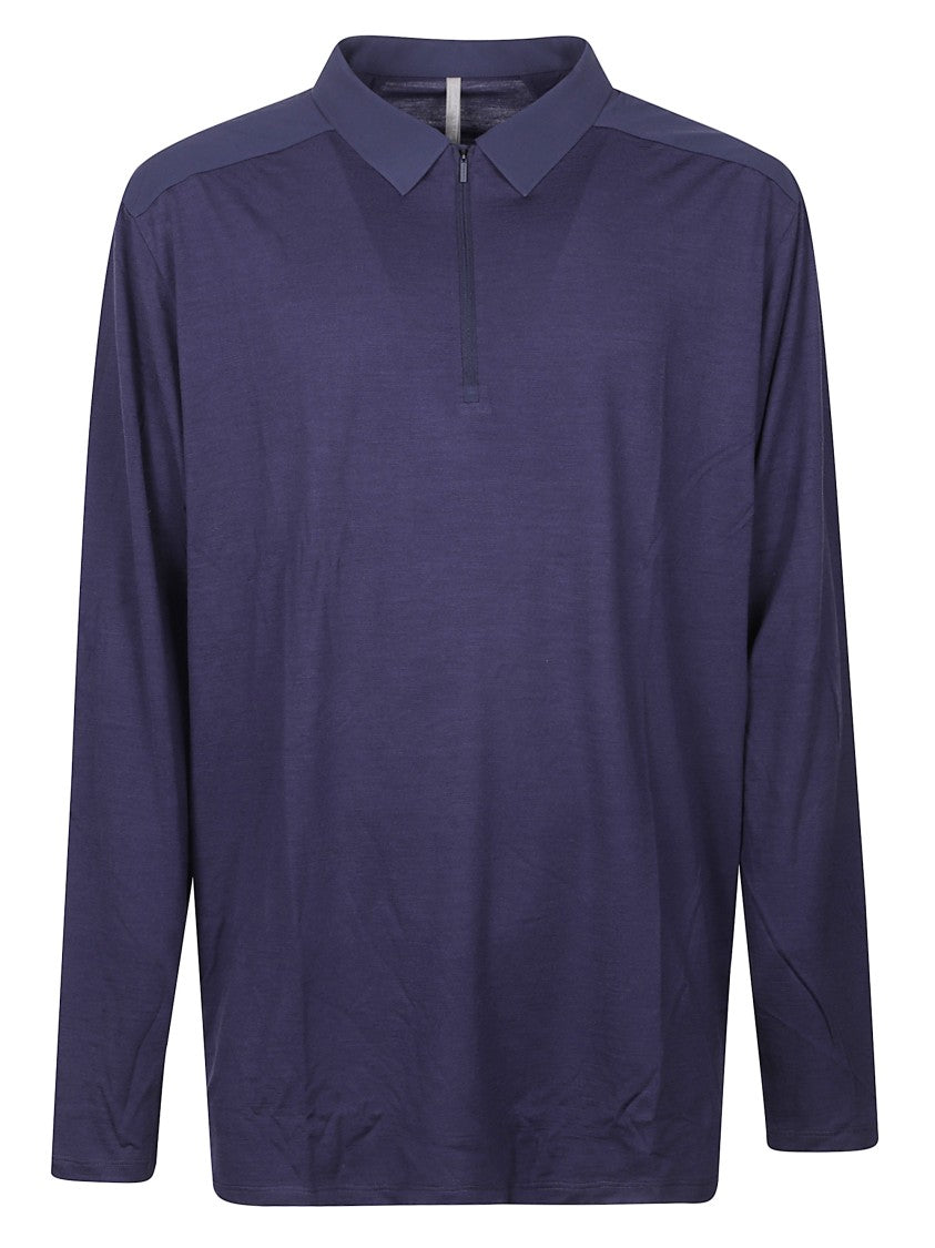 Veilance Long Sleeve Dark Blue Wool Blend Polo Shirt