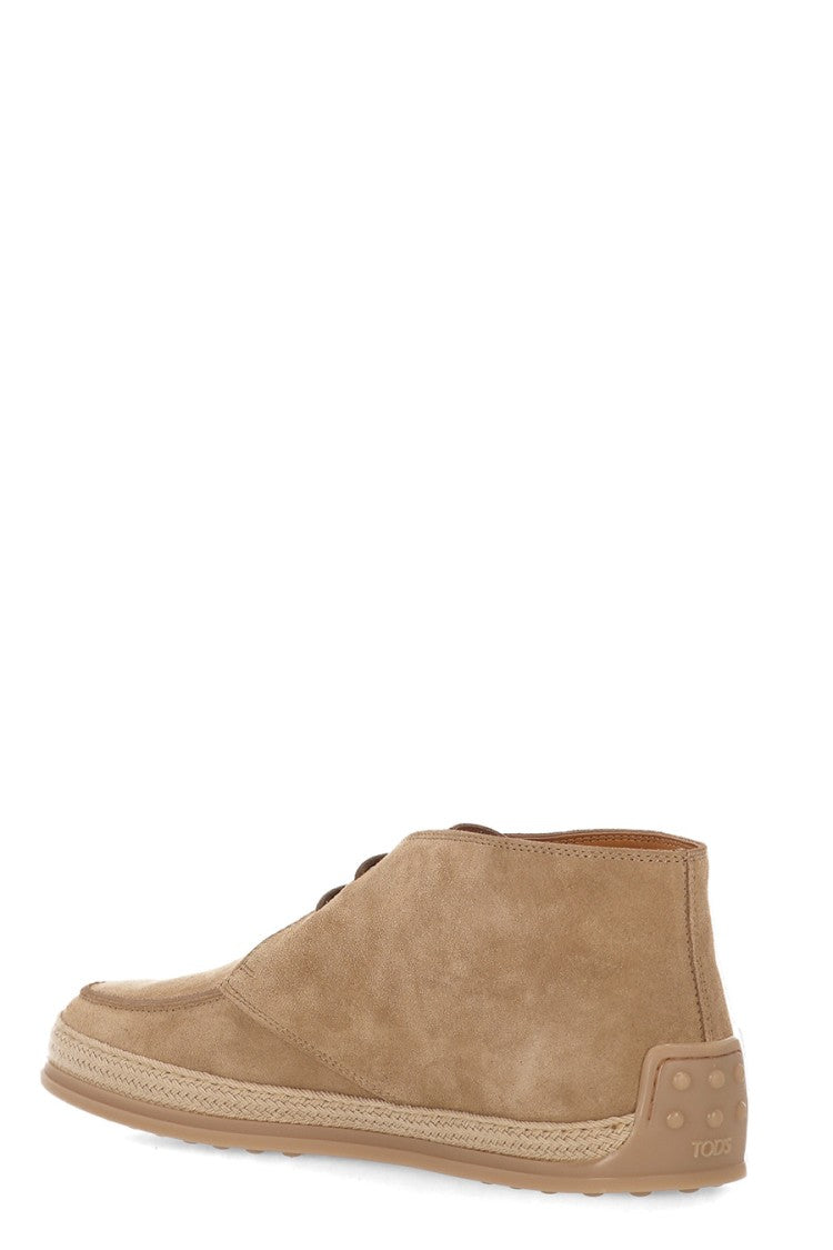 Tod's Tan Calfskin Lace-Up Ankle Boots