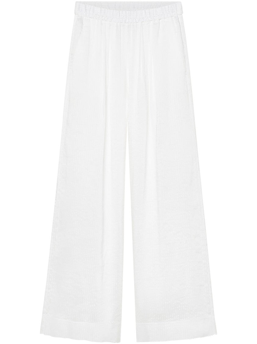 Forte Forte Wide-Leg Silk Linen Voile Trousers With Pinstripe Detail
