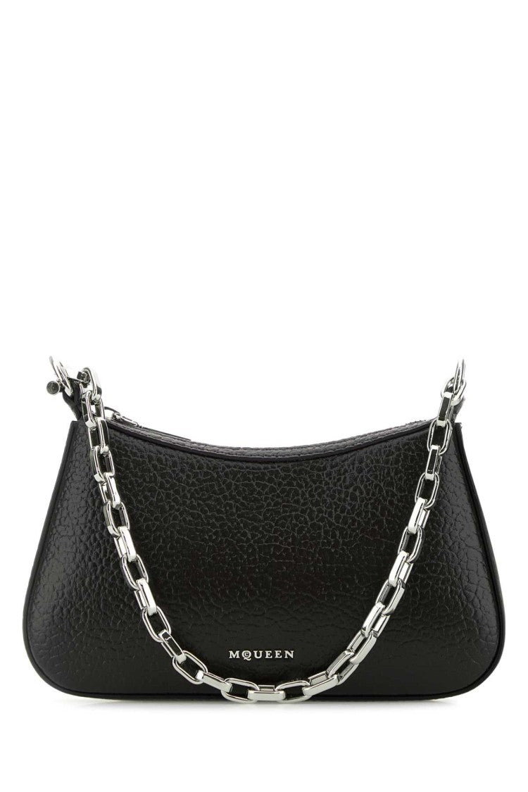 Alexander Mcqueen Black Leather Mini T-Bar Handbag