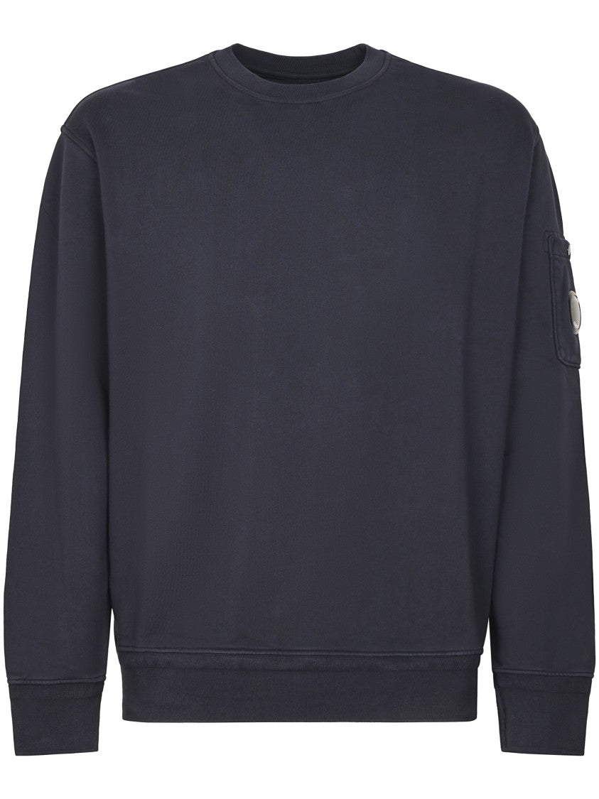C.P. Company Minimalist Black Diagonal Fleece Crewneck Sweatshirt