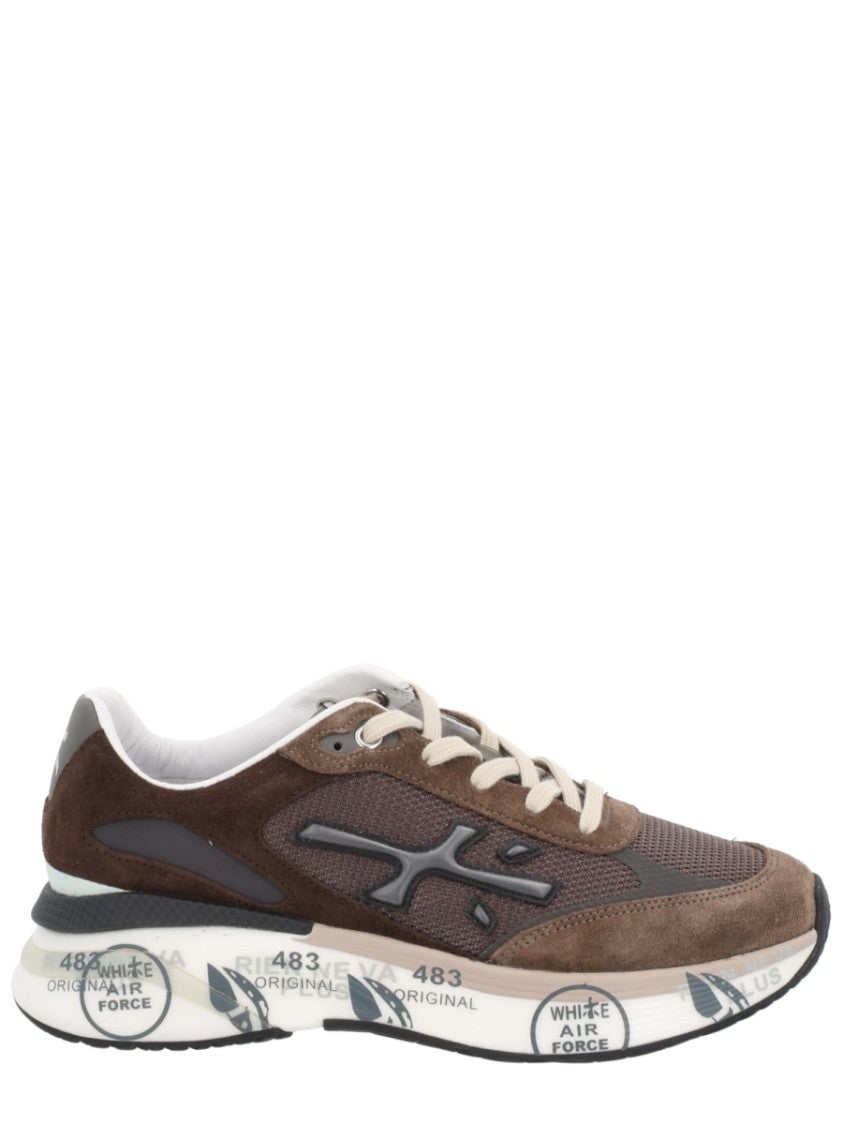 Premiata Layered Brown Sneakers With Suede And Mesh Accents
