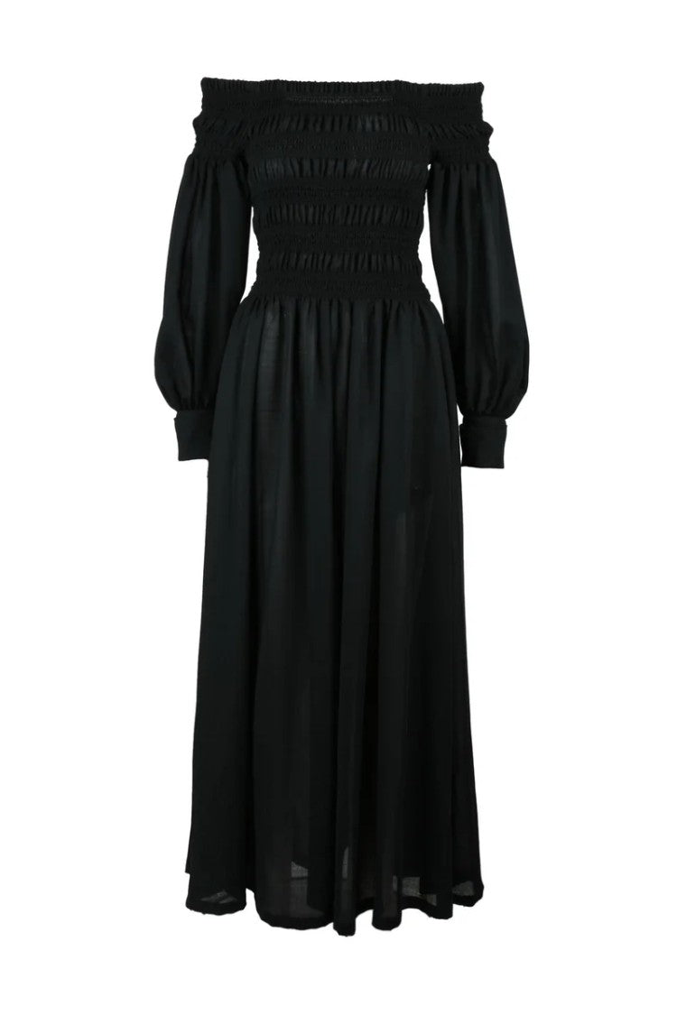 Max Mara Black Virgin Wool Maxi Dress